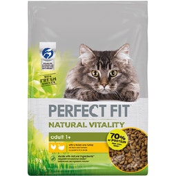 Adult 1+Perfect Fit™ Natural Vitality – sucha karma pełnoporcjowa dla dorosłych kotów, z kurczakiem i indykiem – 650g image